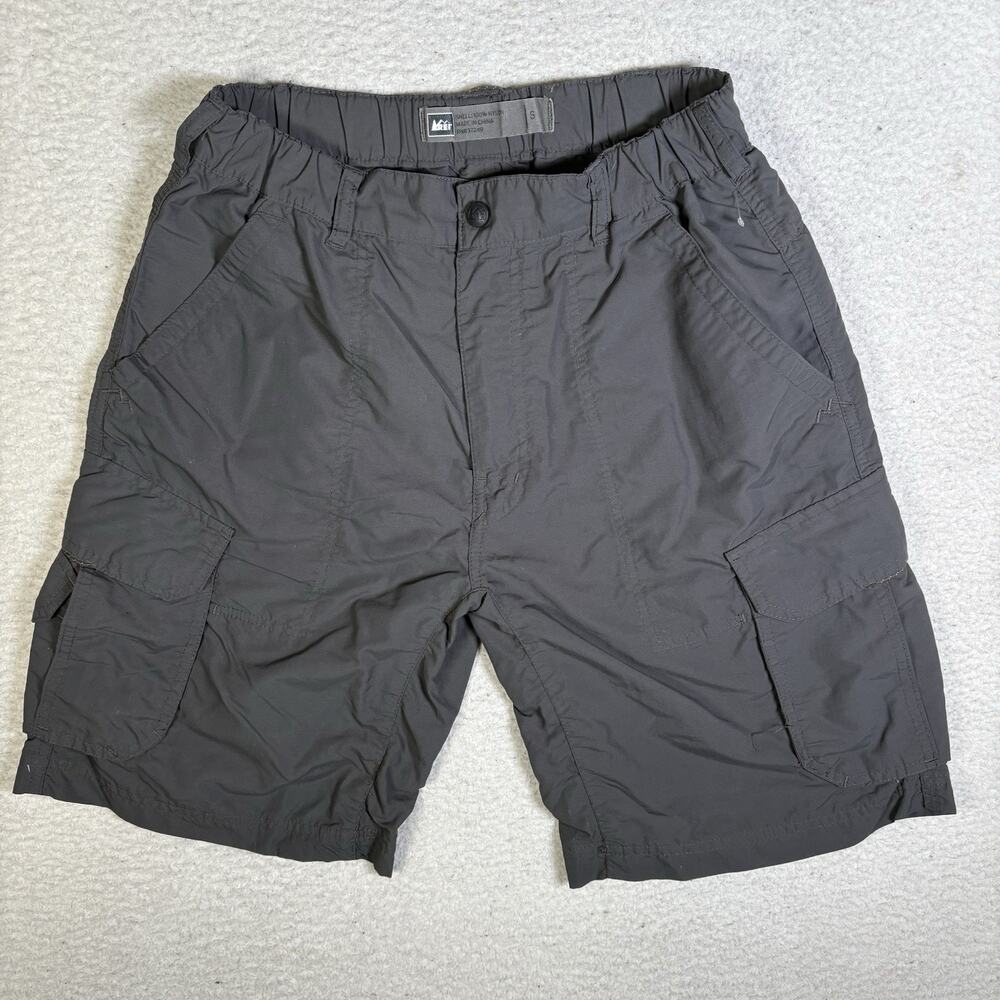 REI Cargo Shorts Mens Small Gray Outdoor Hiking Trail Stretch Waist Nylon